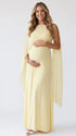 Butter Yellow Maternity Dress, Cape Sleeve Pregnancy Maxi Dress for Baby Shower and Maternity Photoshoot | Bumplook