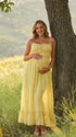 Butter Yellow Summer Maternity Maxi Dress with Bow Front | Bumplook