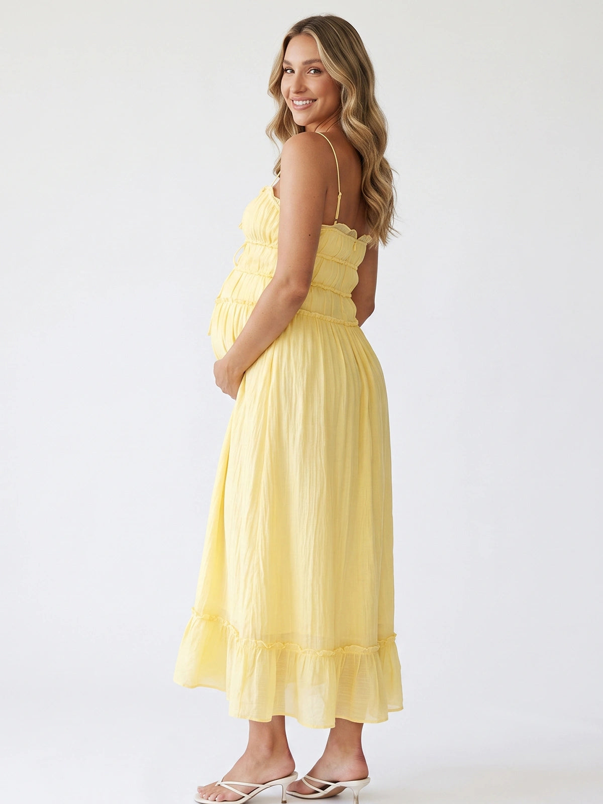 Butter Yellow Dress for Gender Neutral Baby Shower | Bumplook