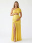 Butter Yellow One Shoulder Maternity Gown – Baby Shower & Gender Reveal Dress