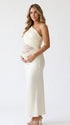 Butter Yellow One Shoulder Maternity Dress, Lace Cutout Pregnancy Gown for Baby Shower, Maternity Photoshoot, Pregnancy Announcement, Gender Reveal, Motherhood Portrait, Garden Party, Golden Hour Photography | Bumplook