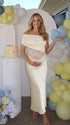 Butter Yellow One Shoulder Maternity Dress, Lace Cutout Pregnancy Gown for Baby Shower, Maternity Photoshoot, Pregnancy Announcement, Gender Reveal, Motherhood Portrait, Garden Party, Golden Hour Photography | Bumplook