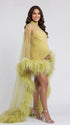 Butter Yellow Dramatic Tulle Maternity Cape, Feather Trim Pregnancy Photoshoot Outfit for Baby Shower, Maternity Photoshoot, Gender Reveal, Pregnancy Announcement, Wedding Guest, Bridal Shower, Formal Events | Bumplook