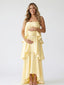 Butter Yellow Tiered Ruffle Maternity Maxi Dress