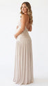 Champagne Lace Pleated Maternity Dress, Fine Art Pregnancy Gown for Baby Shower, Maternity Photoshoot, Gender Reveal, Pregnancy Announcement, Wedding Guest, Bridal Shower, Formal Events | Bumplook
