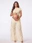 Champagne Lace Two Piece Maternity Photoshoot Pants Set