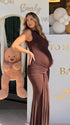 Brown Maternity Dress for Fall Maternity Photoshoot | Bumplook