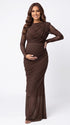 Chocolate Brown Baby Shower Dress, Elegant Maternity Dress for Maternity Photoshoot, Gender Reveal, Pregnancy Announcement, Wedding Guest, Bridal Shower, Formal Events | Bumplook