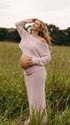 Blush Pink Bump-Baring Maternity Outfit, Cozy Two-Piece Pregnancy Photoshoot Set for Baby Shower, Maternity Photoshoot, Gender Reveal, Pregnancy Announcement, Wedding Guest, Bridal Shower, Formal Events | Bumplook
