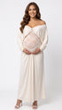 Cream Lace Belly Maternity Dress, Floral Lace Detail for Baby Shower, Maternity Photoshoot, Gender Reveal, Pregnancy Announcement | Bumplook