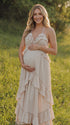 Beige Maternity Dress for Boho Maternity Photoshoot | Bumplook