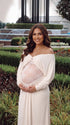 Cream Maternity Maxi Dress, Lace Pregnancy Dress for Baby Shower, Maternity Photoshoot, Gender Reveal, Pregnancy Announcement | Bumplook
