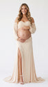 Cream Maternity Crop Top and Skirt Set, Two Piece Pregnancy Outfit for Maternity Photoshoot, Baby Bump Portraits | Bumplook