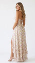 Cream Wildflower Pearl Halter Maternity Dress, Cottage Garden Maternity Maxi Dress for Baby Shower, Maternity Photoshoot, Gender Reveal, Pregnancy Announcement, Wedding Guest, Bridal Shower, Formal Events | Bumplook