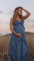 Boho Ruffle Maternity Maxi Dress for Outdoor Celebration | Bumplook