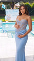 Dusty Blue Lace Corset Maternity Dress, Satin Pregnancy Photoshoot Gown for Baby Shower, Maternity Photoshoot, Gender Reveal, Pregnancy Announcement, Wedding Guest, Bridal Shower, Formal Events | Bumplook