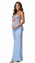 Dusty Blue Lace Corset Maternity Dress, Satin Pregnancy Photoshoot Gown for Baby Shower, Maternity Photoshoot, Gender Reveal, Pregnancy Announcement, Wedding Guest, Bridal Shower, Formal Events | Bumplook