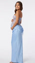 Dusty Blue Lace Corset Maternity Dress, Satin Pregnancy Photoshoot Gown for Baby Shower, Maternity Photoshoot, Gender Reveal, Pregnancy Announcement, Wedding Guest, Bridal Shower, Formal Events | Bumplook