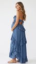 Dusty Blue Ruffle Maternity Maxi Dress | Bumplook