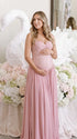 Dusty Pink Maternity Dress, Lace Pregnancy Maxi Dress for Baby Shower, Maternity Photoshoot, Gender Reveal, Pregnancy Announcement, Bridal Shower, Formal Events | Bumplook