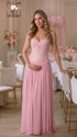 Dusty Pink Maternity Dress, Lace Pregnancy Maxi Dress for Baby Shower, Maternity Photoshoot, Gender Reveal, Pregnancy Announcement, Bridal Shower, Formal Events | Bumplook