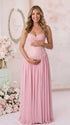 Dusty Pink Maternity Dress, Lace Pregnancy Maxi Dress for Baby Shower, Maternity Photoshoot, Gender Reveal, Pregnancy Announcement, Bridal Shower, Formal Events | Bumplook