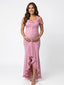 Dusty Pink Ruffle Halter Maternity Maxi Dress – Ruched Off Shoulder Pregnancy Dress