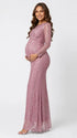 Dusty Pink Sequin Mesh Maternity Maxi Dress for Pregnancy Photoshoot