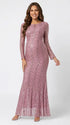 Dusty Pink Sequin Mesh Maternity Maxi Dress for Pregnancy Photoshoot