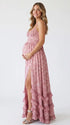 Dusty Rose Maternity Dress, Wedding Guest Maternity Maxi Dress for Baby Shower, Maternity Photoshoot, Gender Reveal, Pregnancy Announcement, Wedding Guest, Bridal Shower, Formal Events | Bumplook