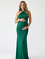 Emerald Green Halter Maxi Dress – Elegant Backless Bodycon Evening Gown
