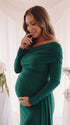 Green Long Sleeve Maternity Dress for Baby Shower and Special Events | Bumplook