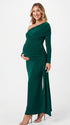 Green Maternity Holiday Dress for Pregnancy Celebration and Family Portraits | Bumplook