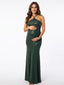 Emerald Green Sequin Halter Mermaid Maternity Maxi Dress