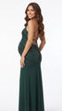 Emerald Green Sequin Halter Mermaid Maternity Maxi Dress with Floral Embroidery and Open Back for Baby Shower, Maternity Photoshoot, Pregnancy Announcement, Gender Reveal, Wedding Guest and Formal Events | Bumplook