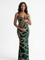 Emerald Green Sequin Rose Maternity Maxi Dress – Luxury Baby Shower & Photoshoot Gown