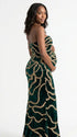 Emerald Green Sequin Rose Maternity Maxi Dress for Baby Shower and Luxury Photoshoot