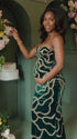 Emerald Green Sequin Rose Maternity Maxi Dress for Baby Shower and Luxury Photoshoot