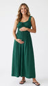 Emerald Green Maternity Dress, Smocked Cotton Blend Pregnancy Maxi Dress for Baby Shower, Maternity Photoshoot | Bumplook