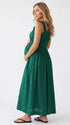 Emerald Green Maternity Dress, Smocked Cotton Blend Pregnancy Maxi Dress for Baby Shower, Maternity Photoshoot | Bumplook