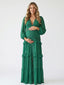 Boho Emerald Green Lace Trim Maternity Maxi Dress