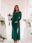 Emerald Green Off Shoulder Baby Shower Maternity Dress