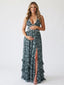 Forest Green Pearl Halter Maternity Maxi Dress – Enchanted Woodland Baby Shower Gown