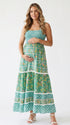Green Floral Maternity Dress for Outdoor Pregnancy Photos | Bumplook