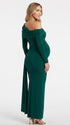 Emerald Green Maternity Photoshoot Dress for Pregnancy Announcement and Baby Shower | Bumplook