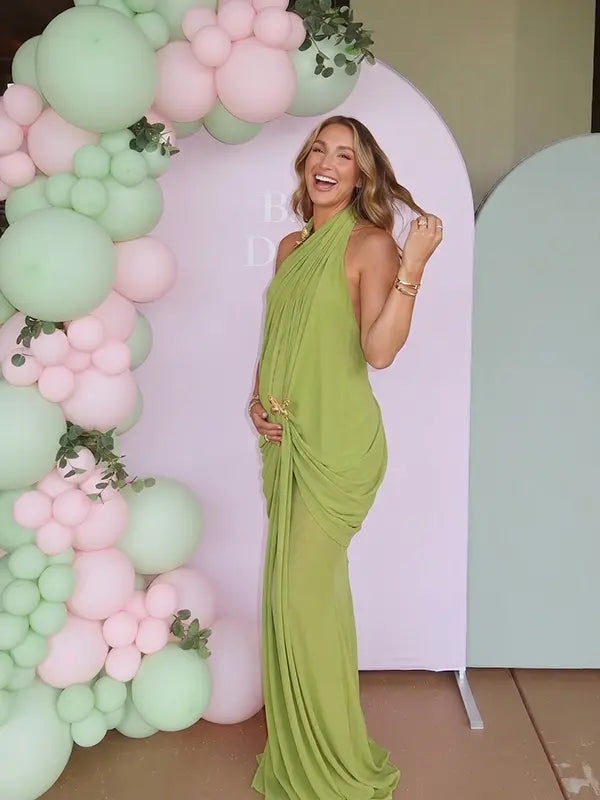 Green Butterfly Maternity Dress for Garden Baby Shower | Bumplook