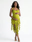 Green Orange Pink Ruffle Maternity Mini Dress with Cascading Frill Detail