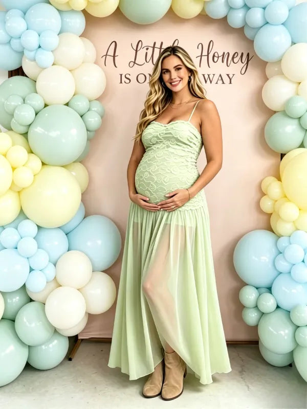 Sage Green Ruched Strapless Maternity Maxi Dress – Bumplook