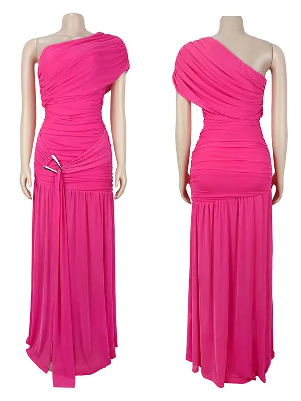Hot Pink One Shoulder Maternity Gown – Barbie Baby Shower & Photoshoot Dress