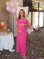 Hot Pink Draped Maternity Maxi Dress with Side Ruching